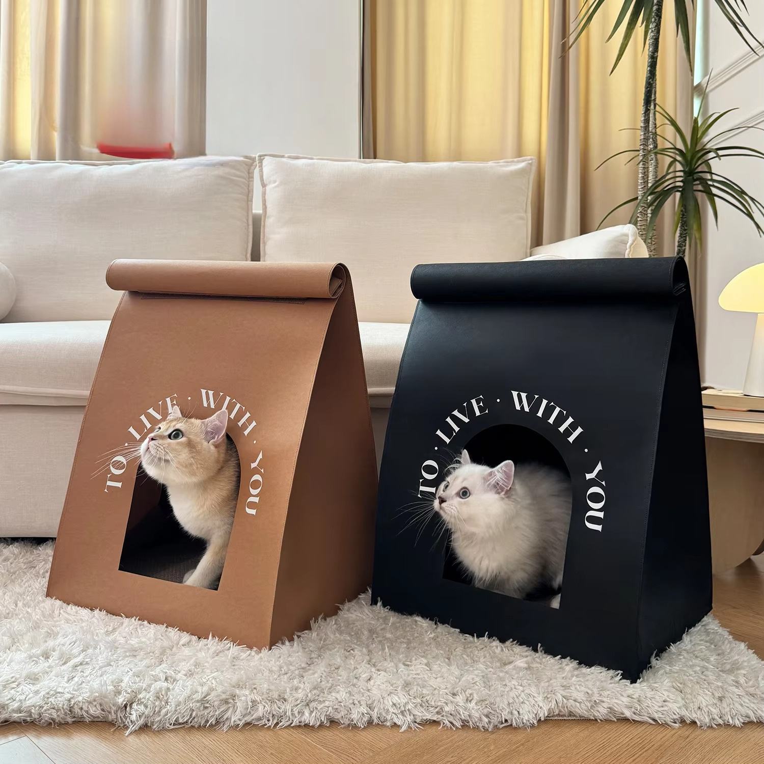 Kraft Paper Bag Cat House 